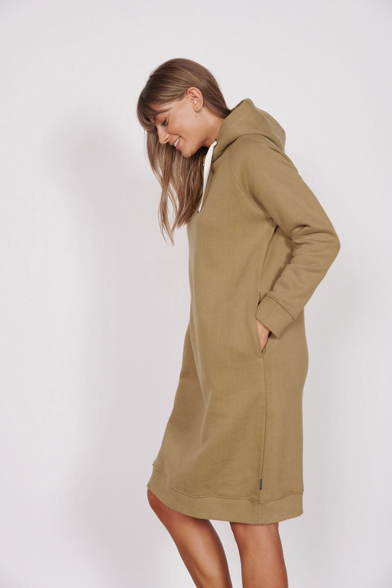 Adrienne Khaki Longline Sweater Dress